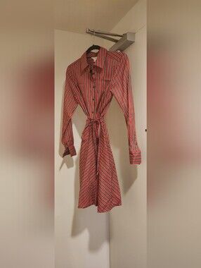 Brooks Brothers Red and Blue Striped Long-Sleeve Shirt Dress